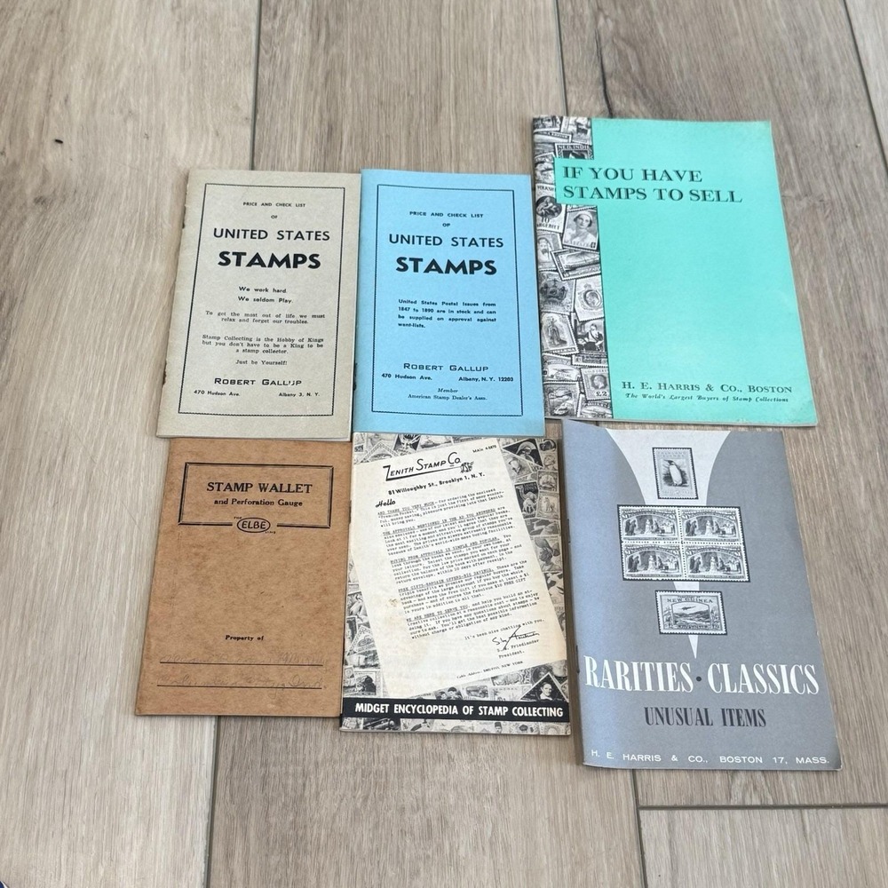 Lot 6 Vintage Postage Stamp Books Wallets 1960s 1970s H.E. Harris Zenith Gallup